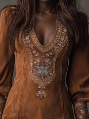 Shart Dress with Suede Effect