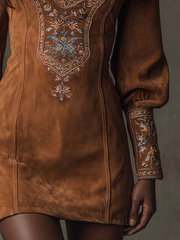 Short Dress with Suede Effect
