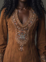 Shart Dress with Suede Effect