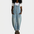 Mae | Vintage Soft Cotton Denim-Look Overalls with Adjustable straps