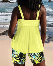 Daphne™ | Bright Ribbed Tankini Shorts