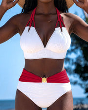 Lily™ | High Waisted Double Strap Swimsuit with Contrast Color