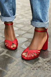 BICOLOR HEEL SANDALS