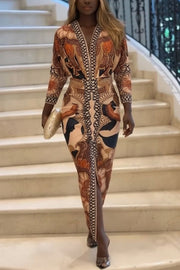 Eva | Sun Escape Unique Print Dolman Midi Dress