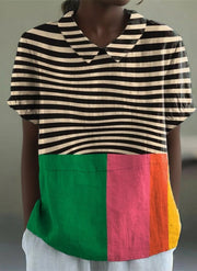 Eva | Bold Stripes and Color Block Shirt