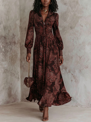 Marlena | Midi Dress with Paisley Print and Zipper in the Neckline