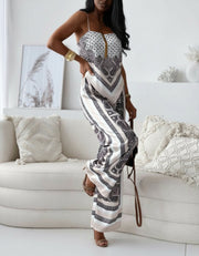 Helen | Vacation Ready Stylish Lace-Up Vest & Pants Two-Piece Set Dress