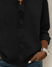 Audrey™ | Blouse with Ruffles, V-Neck and Long Sleeves