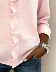 Audrey™ | Blouse with Ruffles, V-Neck and Long Sleeves