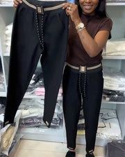Elegent Pants with Drawstring and Elastic Waist