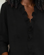 Audrey™ | Blouse with Ruffles, V-Neck and Long Sleeves