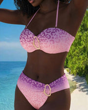 Sofia™ | Halter Neck Leopard Print Gradient Swimsuit