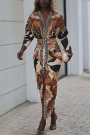 Eva | Sun Escape Unique Print Dolman Midi Dress