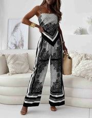 Helen | Vacation Ready Stylish Lace-Up Vest & Pants Two-Piece Set Dress