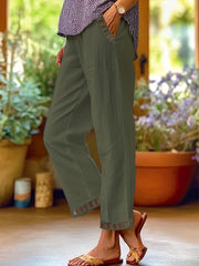 Wrenna – Relaxed Contrast Trim Cropped Pants