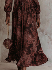 Marlena | Midi Dress with Paisley Print and Zipper in the Neckline