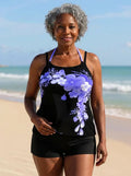 Avery | Floral Print Halter Tankini Set with Cross Strap