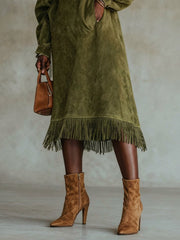Aurore | Suede Dress with Fringes