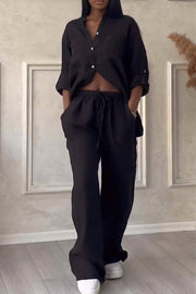 Farae - Luxe Cotton & Linen Ensemble – Shirt & Trousers Set