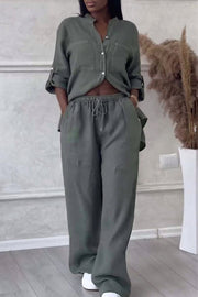 Farae - Luxe Cotton & Linen Ensemble – Shirt & Trousers Set
