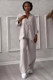 Farae - Luxe Cotton & Linen Ensemble – Shirt & Trousers Set