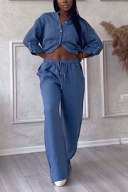 Farae - Luxe Cotton & Linen Ensemble – Shirt & Trousers Set