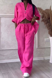 Farae - Luxe Cotton & Linen Ensemble – Shirt & Trousers Set