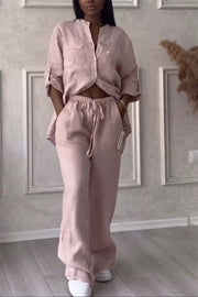 Farae - Luxe Cotton & Linen Ensemble – Shirt & Trousers Set