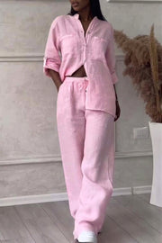Farae - Luxe Cotton & Linen Ensemble – Shirt & Trousers Set