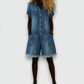 Joan | Vintage short Cotton Denim-Look Overalls