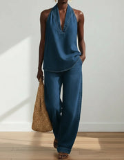 Ivy | Vintage Washed Soft Denim-Look Two-Piece Set