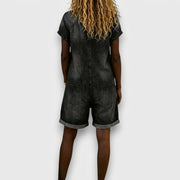 Joan | Vintage short Cotton Denim-Look Overalls