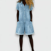 Joan | Vintage short Cotton Denim-Look Overalls
