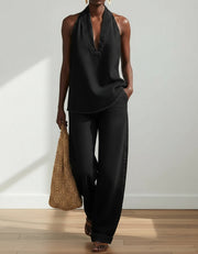 Ivy | Vintage Washed Soft Denim-Look Two-Piece Set