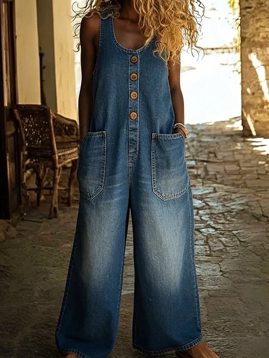 Ruth | Vintage Washed Cotton Denim Overalls